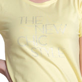 Astron – Half Sleeves Cotton Lemon Yellow Color T-Shirt For Women